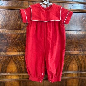 Red short sleeve corduroy bubble